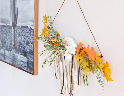 Modern Yarn and Floral Wall Hanging | Ojai, Ca