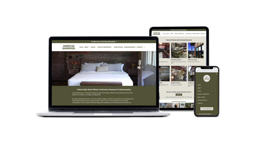 A website showcase of laptop, tablet and mobile device